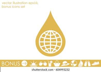 Globe, drop icon vector illustration eps10.
