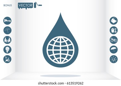 Globe, drop icon vector illustration eps10.