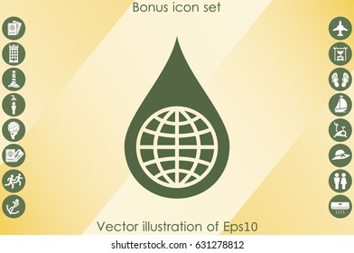 Globe, drop icon vector illustration eps10.