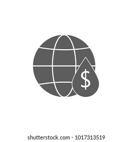 globe and a drop of oil in the cost icon. Element of oil and gas icon. Premium quality graphic design icon. Signs and symbols collection icon for websites, web design, mobile app on white background