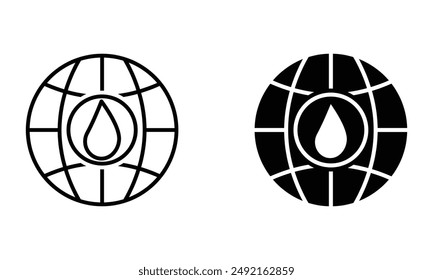 Globe with drop of water, save the water icon vector