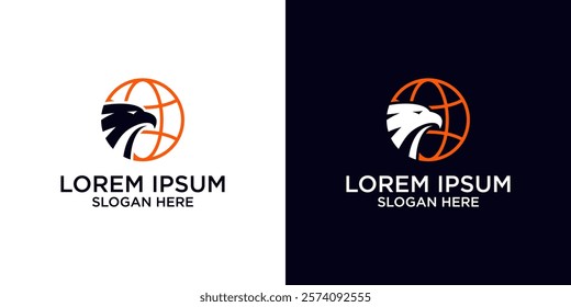Globe Eagle Logo Design Emblem Symbol Icon Vector Template. 