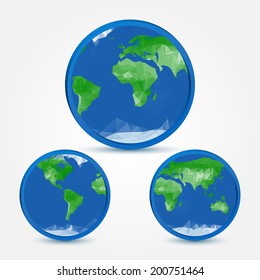 Globe earth abstract icons in polygonal style - vector symbol