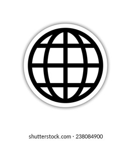 Globe earth - black vector icon with shadow