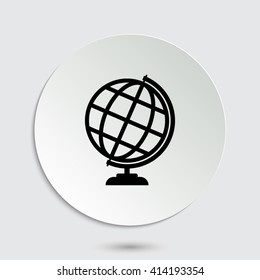 Globe earth - black vector icon  with shadow