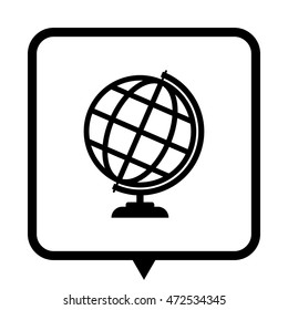 Globe earth - black vector icon;  message bubble