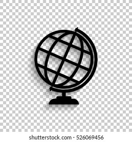 Globe earth - black vector icon with shadow