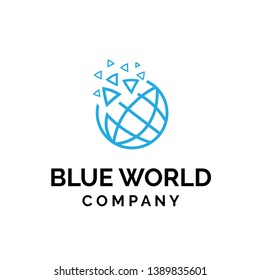 globe earth circle logo design with spread triangle shapes