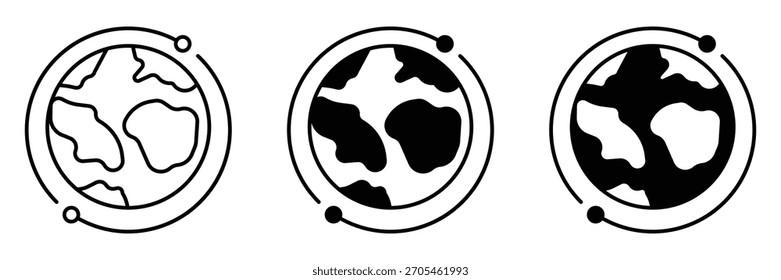 Globe or earth editable icon set. Globe icon, website vector detailed world map. Flat style world icon symbol collection website graphic design.