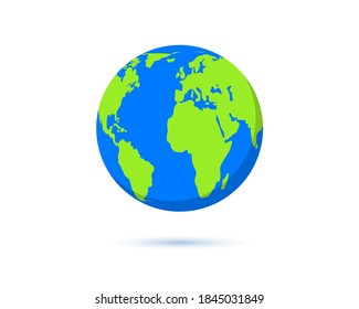 Globe earth in flat style. World map. Planet earth. Vector illustration.