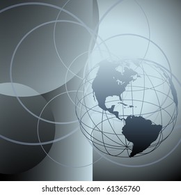 Globe Earth global circle orbits abstract background
