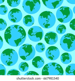 Globe Earth green planet world surface seamless pattern vector illustration background