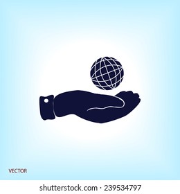 globe Earth with hand icon