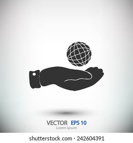 globe Earth with hand icon