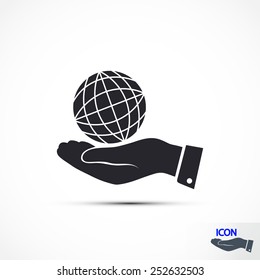 globe Earth with hand icon