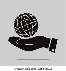globe Earth with hand icon