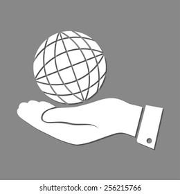 globe Earth with hand icon