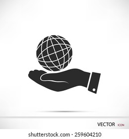 globe Earth with hand icon
