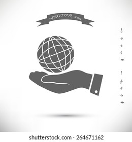 globe Earth with hand icon