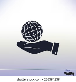 globe Earth with hand icon