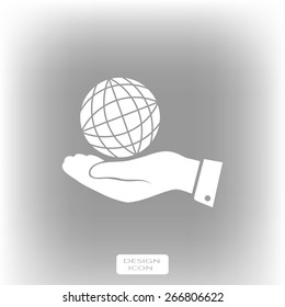 globe Earth with hand icon