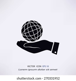 globe Earth with hand icon