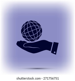 globe Earth with hand icon