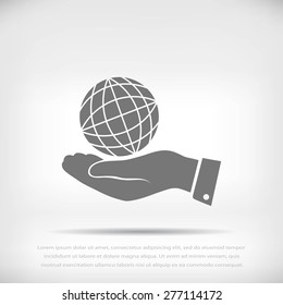 globe Earth with hand icon
