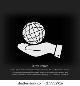 globe Earth with hand icon
