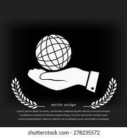 globe Earth with hand icon