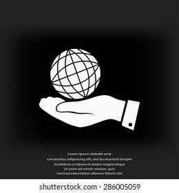 globe Earth with hand icon