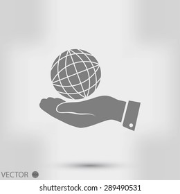 globe Earth with hand icon