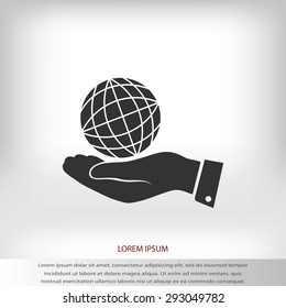 globe Earth with hand icon