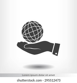 globe Earth with hand icon