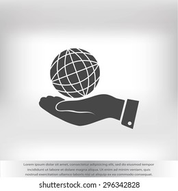 globe Earth with hand icon