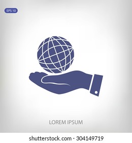 globe Earth with hand icon
