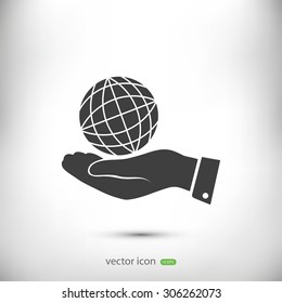 globe Earth with hand icon