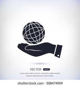 globe Earth with hand icon