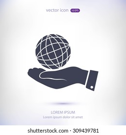 globe Earth with hand icon