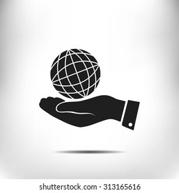 globe Earth with hand icon