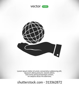 globe Earth with hand icon