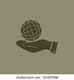 globe Earth with hand icon