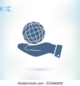 globe Earth with hand icon