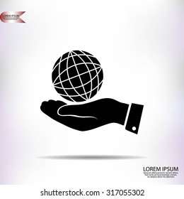 globe Earth with hand icon