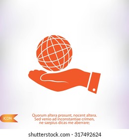 globe Earth with hand icon