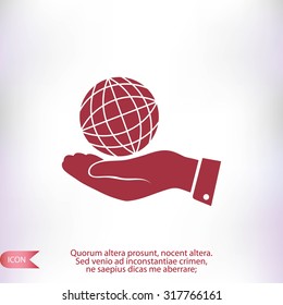 globe Earth with hand icon