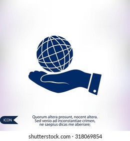globe Earth with hand icon