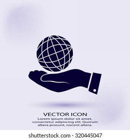 globe Earth with hand icon
