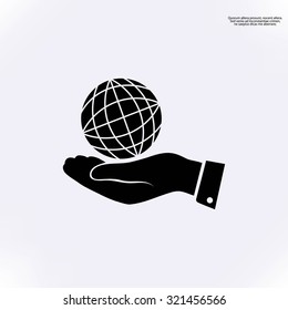globe Earth with hand icon