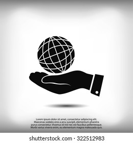 globe Earth with hand icon